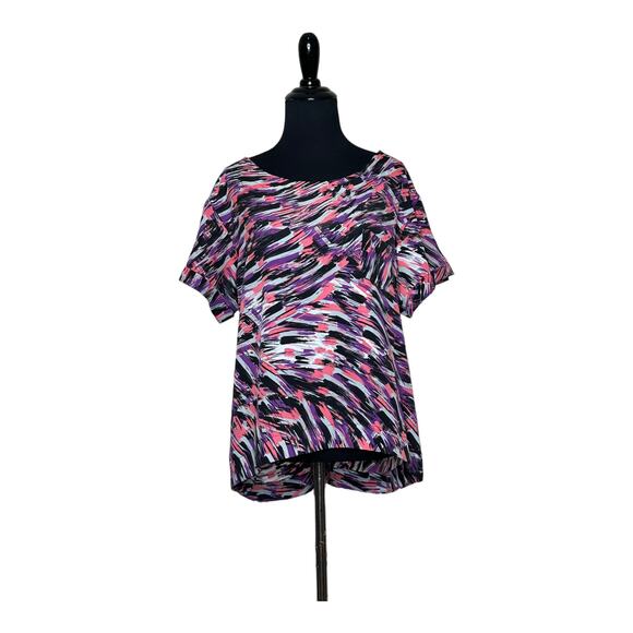 BCBGeneration multicolor print short sleeves high low blouse size Medium - Picture 9 of 11